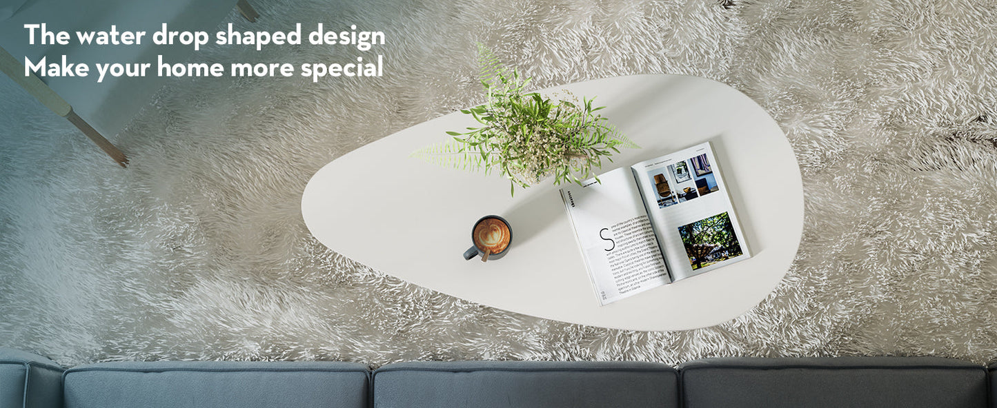SAYGOER Modern Coffee Table White Oval Coffee Tables for Living Room Simple Center Table for Small Space Home Office Easy Assembly 22.2" D x 42.5" W x 17.1" H, White