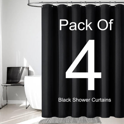 Fabric Shower Curtain Liner, Waterproof Hotel Quality, Bathroom Curtains Rust Resistant Grommets, 72 x 72 Machine Washable (Black)