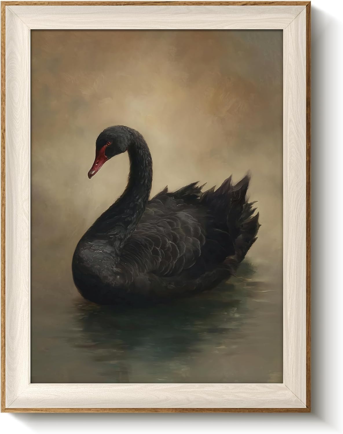 Framed Wall Art for Living Room, Swan Art Canvas Prints, Vintage Home Decor, Animals Painting Picture, Bathroom Wall Decor Gifts for Friends or Family - 12L x 10W