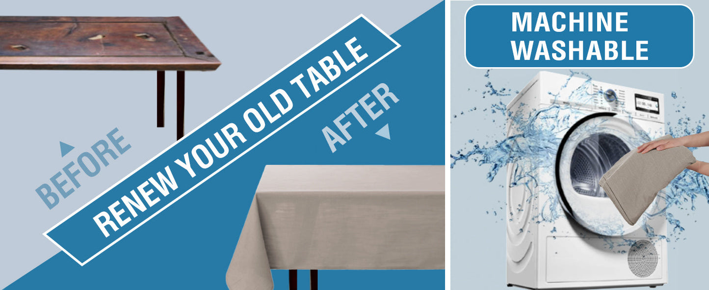 Linen Textured Table Cloths 60 x 120 Inch Premium Solid Tablecloth Spill-Proof Waterproof Table Cover for Dining Buffet Feature Extra Soft and Thick Fabric Wrinkle Free, Taupe