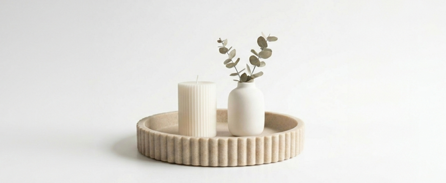 Decorative Tray for Decor - Coffee Table Tray for Living Room - Round Tray for Home Decor - Coffee Table Decor Centerpiece - Modern Minimalist Centerpiece