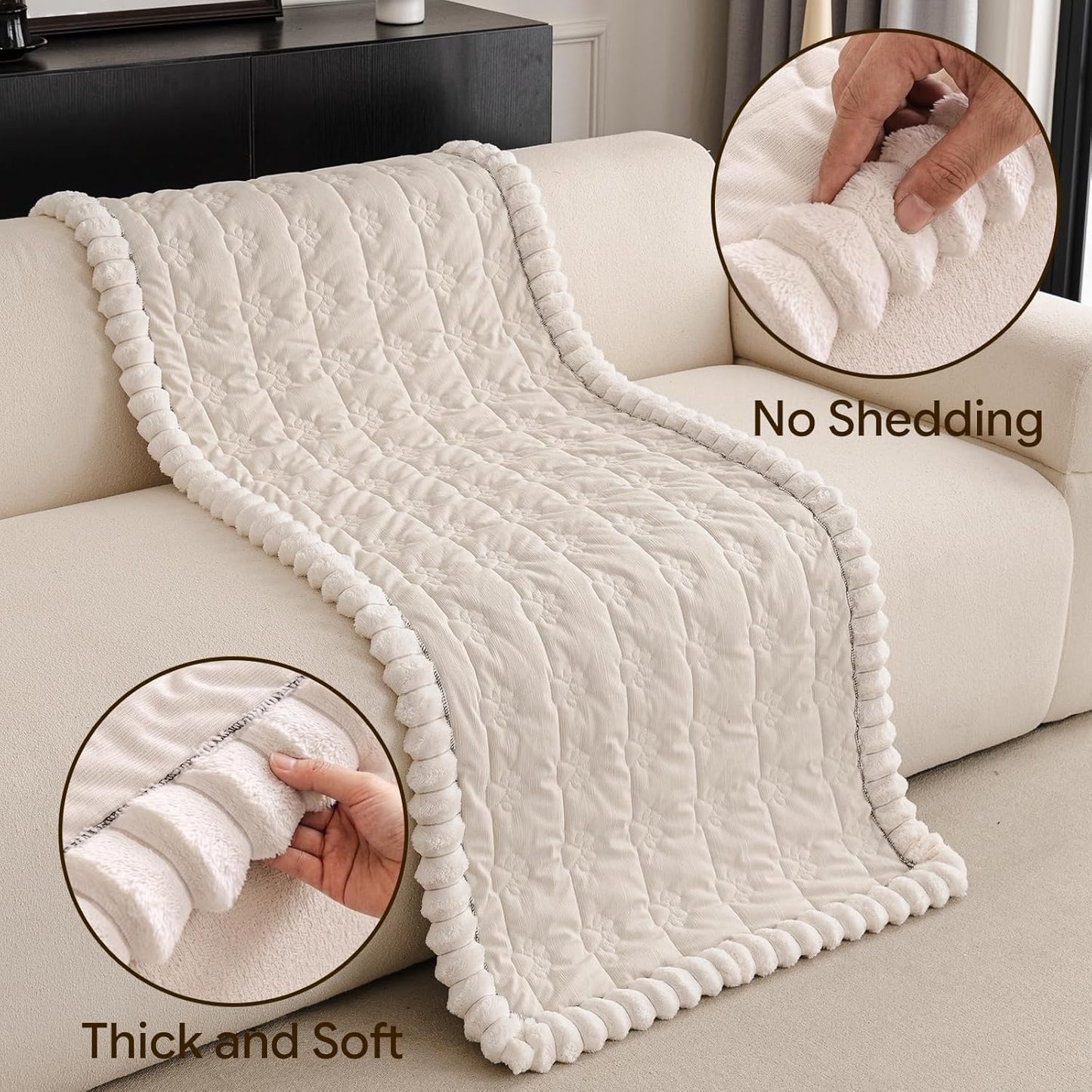 Couch Covers for Dogs Washable, Sofa Cover with Adjustable Straps for 3 Cushion Couch,Non-Slip Pet Couch Protector for Sectional & Leather Sofa, 1PC (Beige, 27.6" x 82.7")