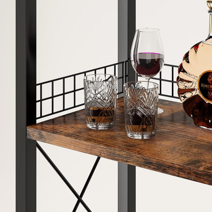 Homeiju Wine Rack Freestanding Floor, Bar Cabinet for Liquor and Glasses, 4-Tier bar Cabinet with Tabletop, Glass Holder, Storage Drawer and Wine Storage for Living Room (Patent No.D29872845)