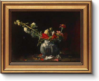 Gold Framed Vintage Wall Art for Living Room, Flowers Painting Canvas Prints Shelf Decor for Kitchen, Aesthetic Bedroom Wall Art, Christmas Gifts for Friends or Family (White Hydrangea 8"x10")